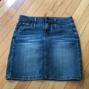 LEI, jean pencil skirt, just above knee length